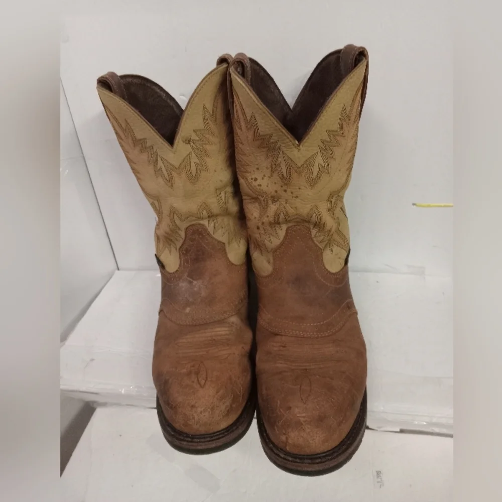 Justin Boots Original Stampede Steel Toe Work Leather Size 9EE